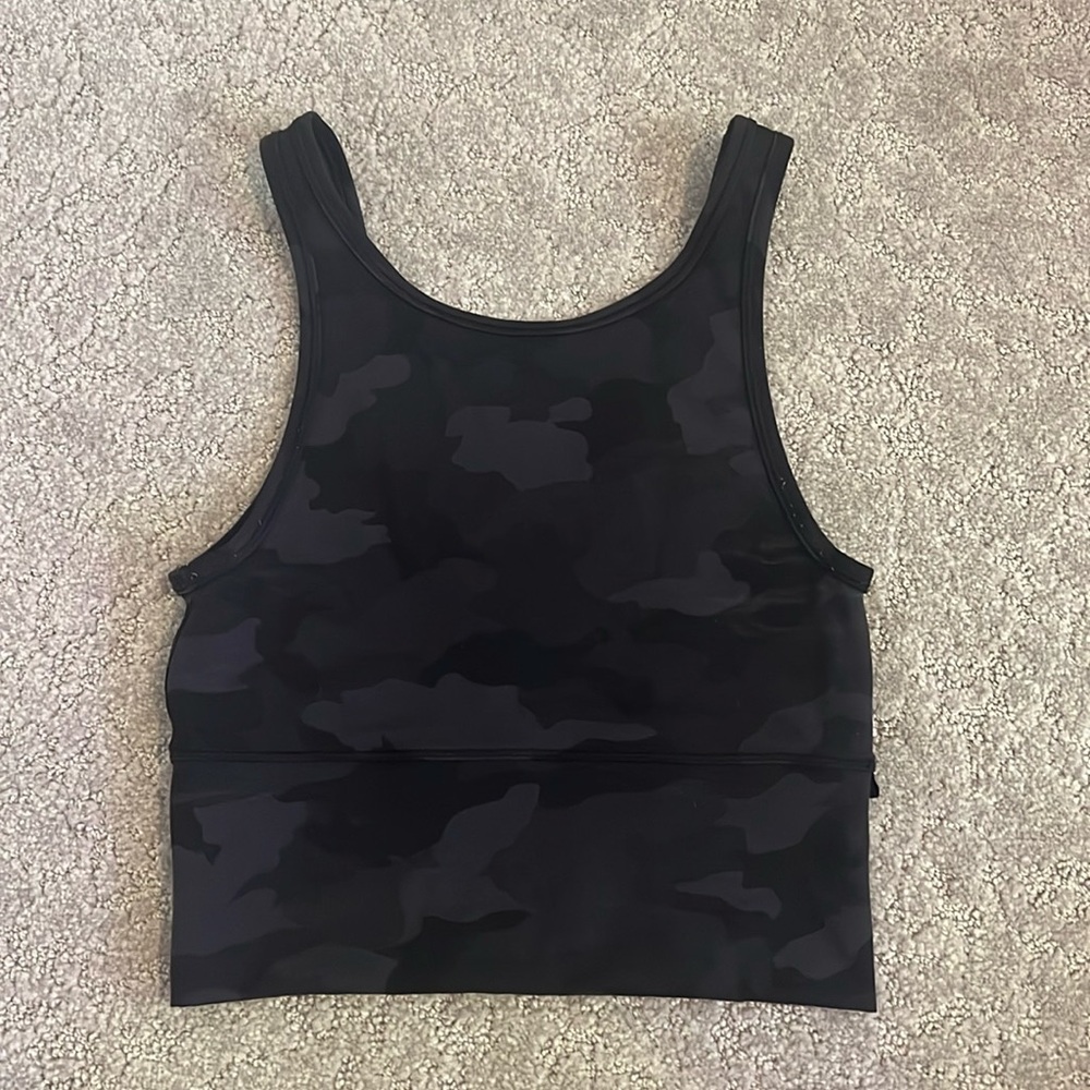 LULULEMON Size 6 Everlux Camo POWER PIVOT Crop Low Back Yoga Tank